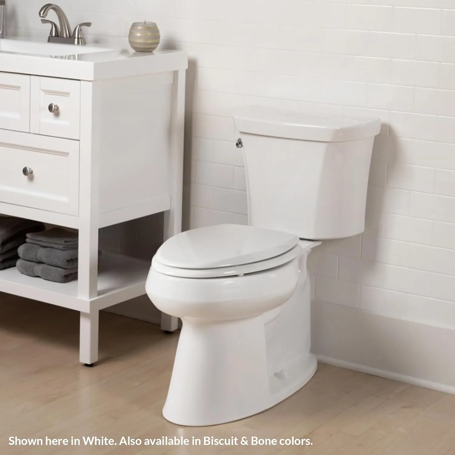 Mayfair Cassel Slow Close Toilet Seat, Easy Clean, Non Slip Premium Wood Seat, Easy Install, Made in USA, Round, Biscuit