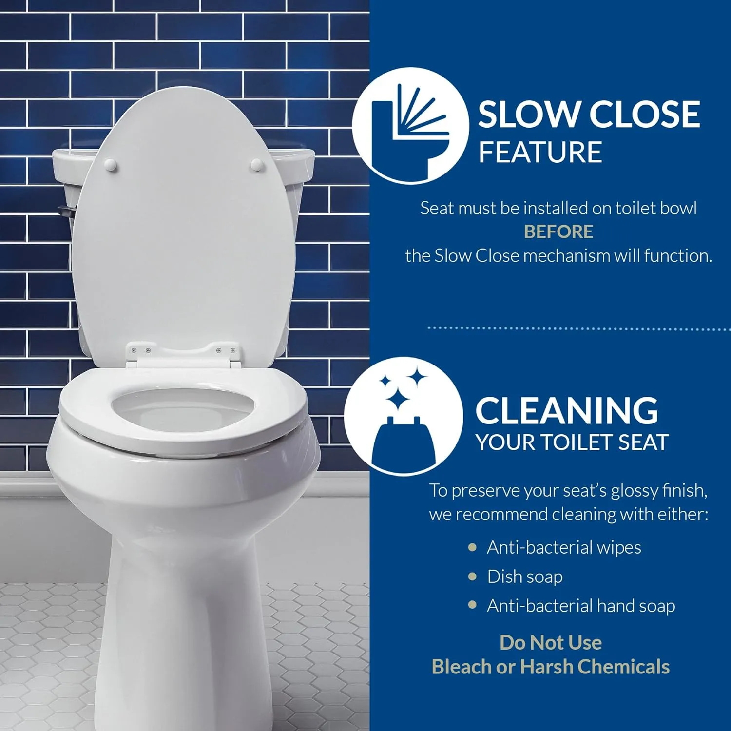 Mayfair Cassel Slow Close Toilet Seat, Easy Clean, Non Slip Premium Wood Seat, Easy Install, Made in USA, Round, Biscuit