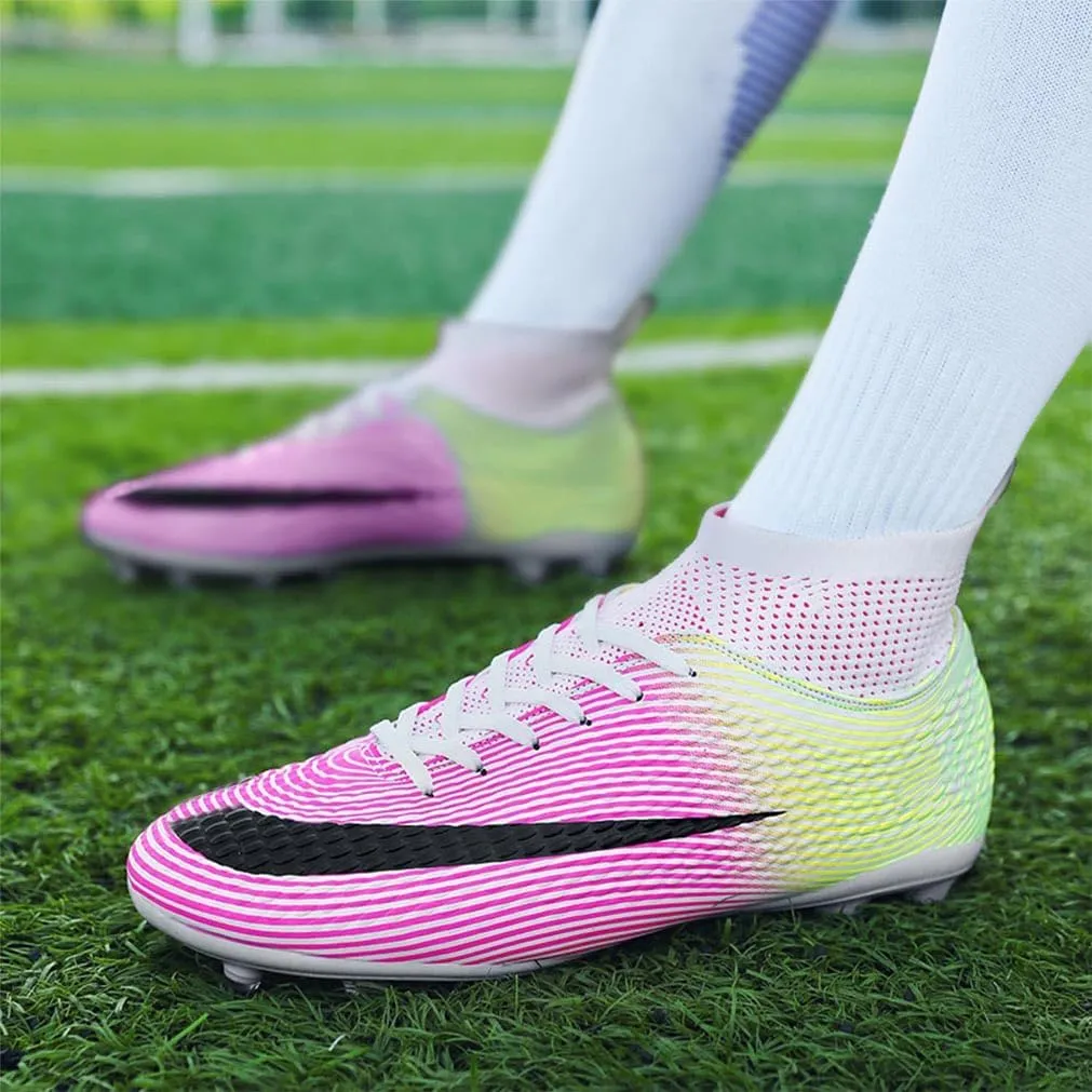 MEBAMY Men's Soccer Shoes Cleats Professional High-Top Breathable Athletic Football Boots Outdoor/Indoor Professional Futsal Football Training Sneakers