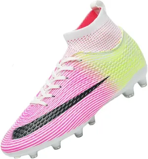 MEBAMY Men's Soccer Shoes Cleats Professional High-Top Breathable Athletic Football Boots Outdoor/Indoor Professional Futsal Football Training Sneakers