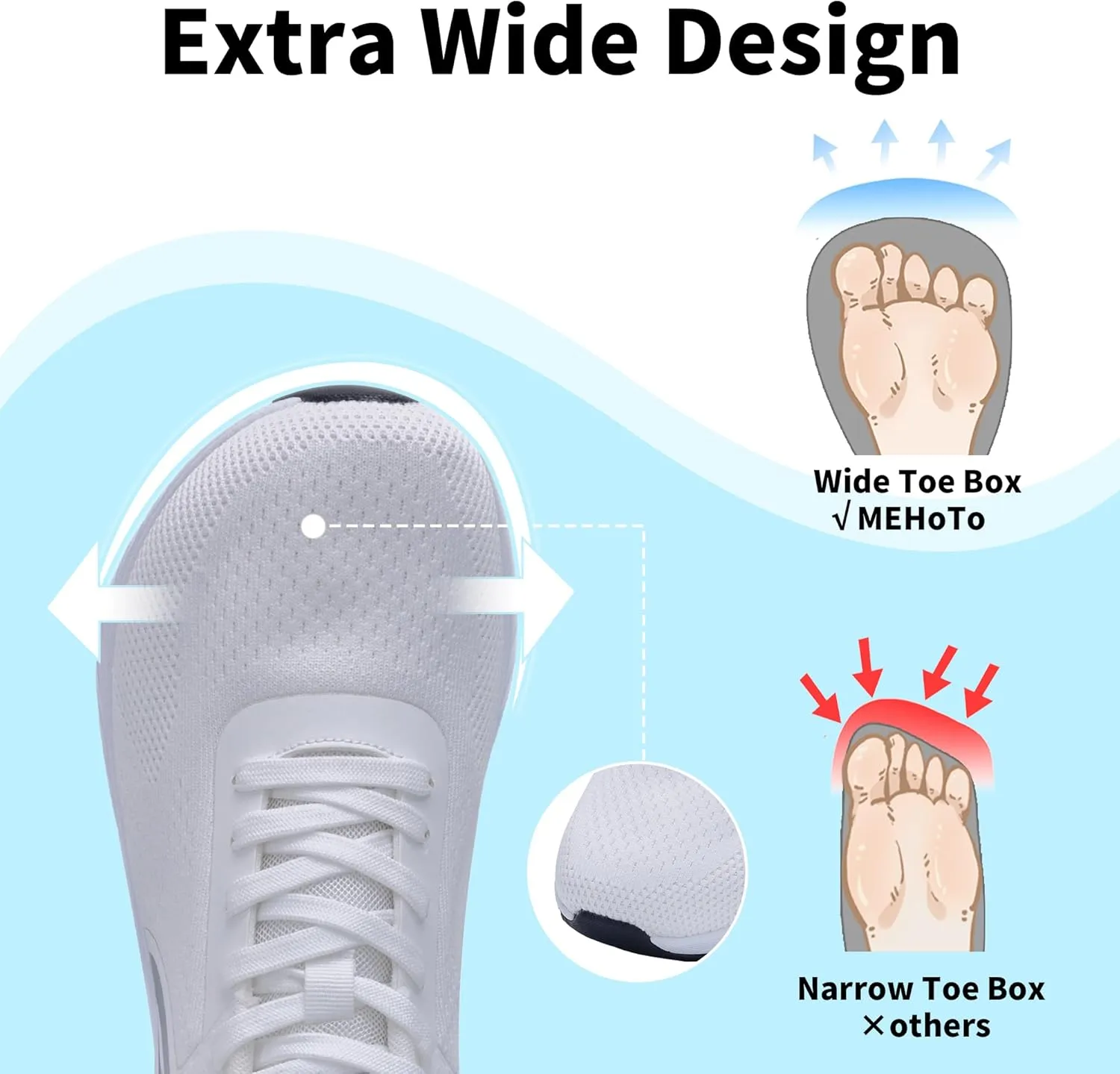 MEHOTO Wide Toe Box Shoes for Men Arch Support Walking Shoes Tennis Fashion Sneaker Wide Width Orthotic Shoe for Plantar Fasciitis Size 8-13