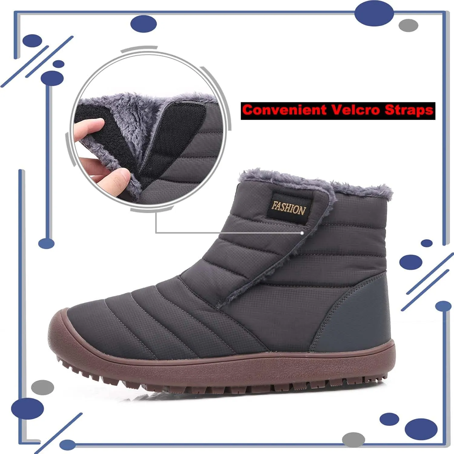 Meidiastra Womens Mens Snow Boots Waterproof Non Slip Ankle Booties Outdoor Warm Shoes Slip On Boots