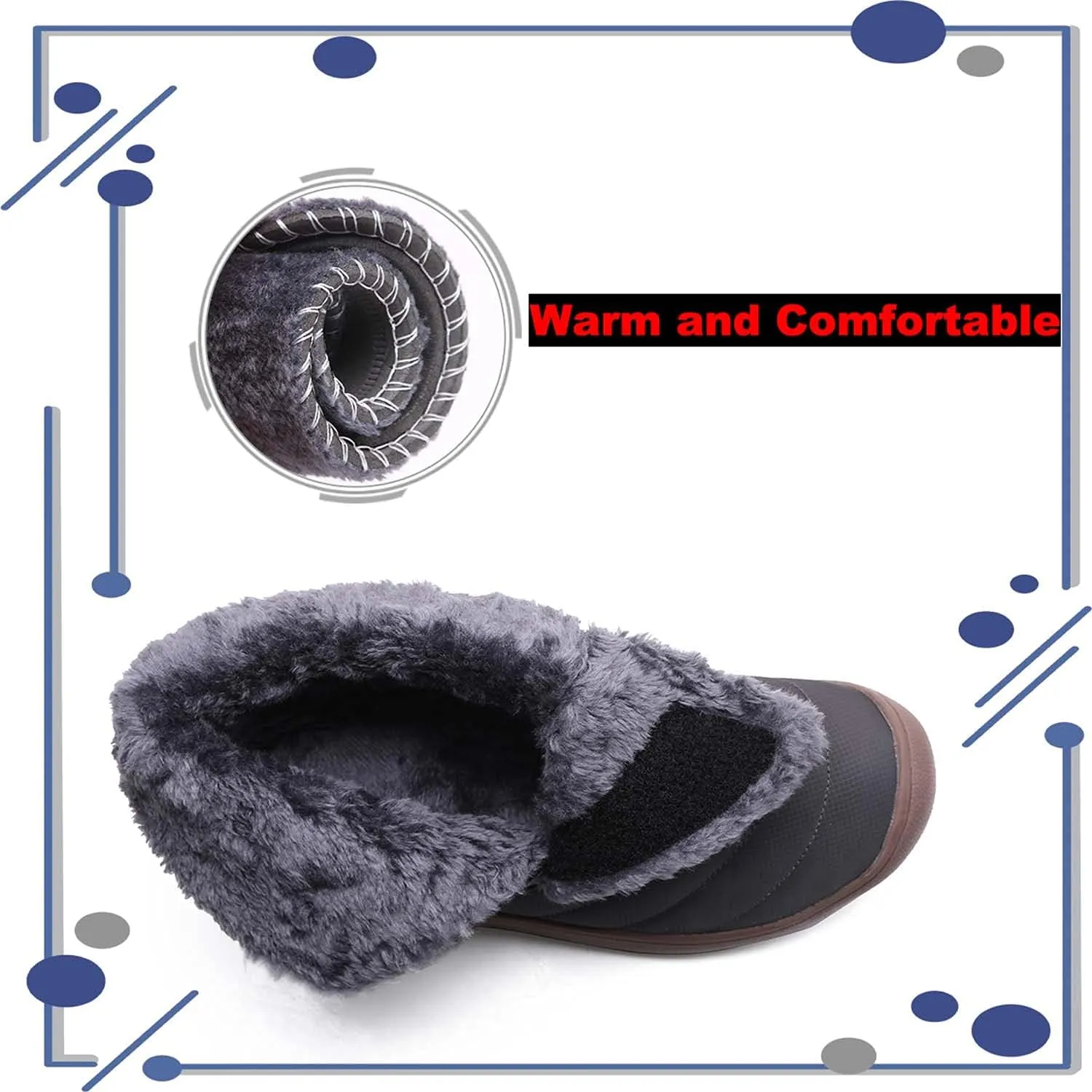 Meidiastra Womens Mens Snow Boots Waterproof Non Slip Ankle Booties Outdoor Warm Shoes Slip On Boots