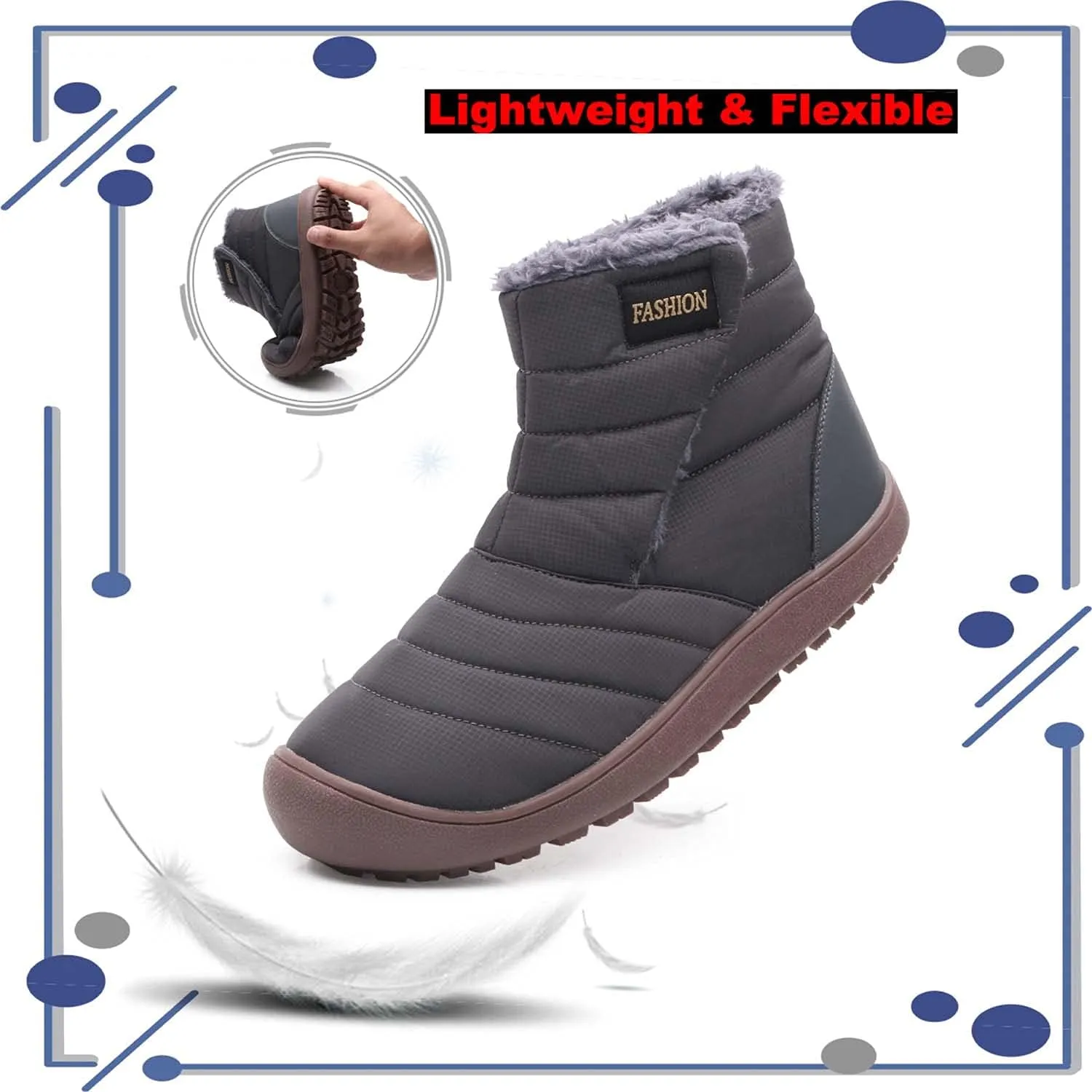 Meidiastra Womens Mens Snow Boots Waterproof Non Slip Ankle Booties Outdoor Warm Shoes Slip On Boots