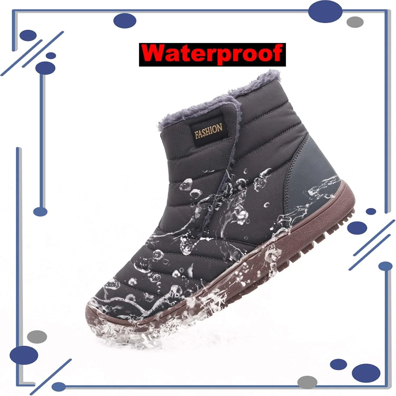Meidiastra Womens Mens Snow Boots Waterproof Non Slip Ankle Booties Outdoor Warm Shoes Slip On Boots