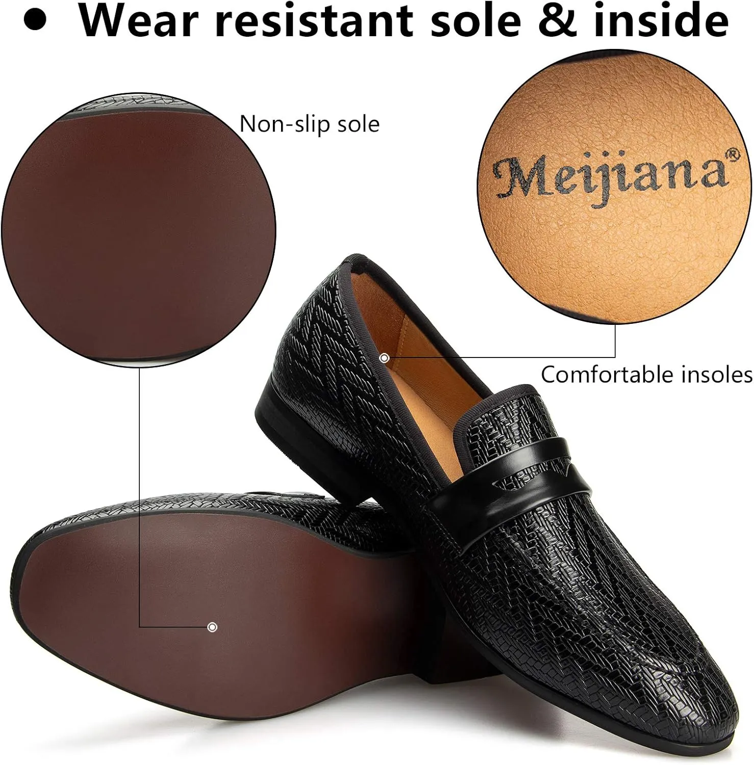 Meijiana Men's Fashion Classic Loafers Luxury Loafer Shoes and Weeding Dress Shoes for Men