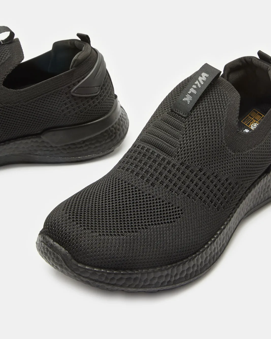Men Black Knitted Easy Slip-On Sneakers