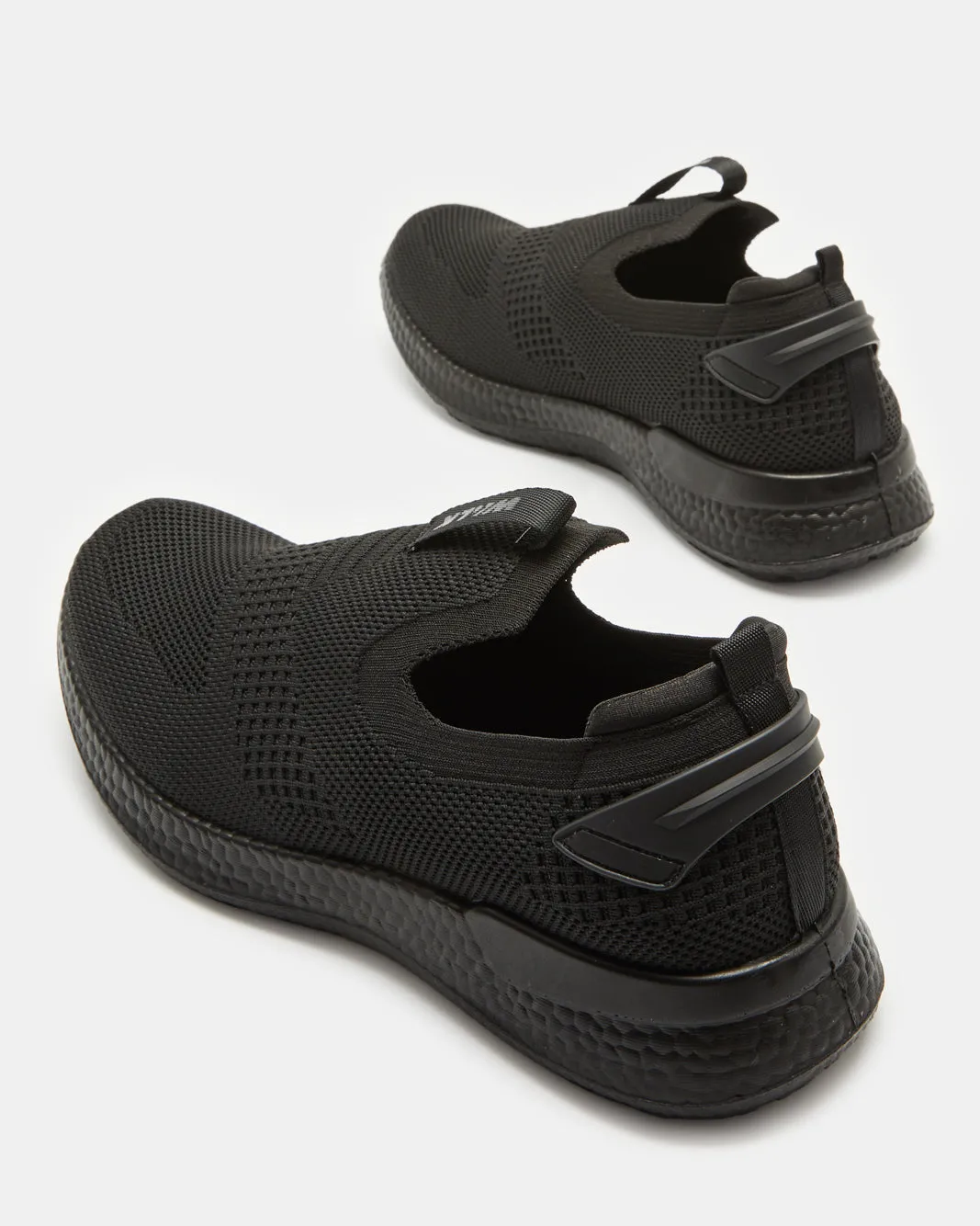 Men Black Knitted Easy Slip-On Sneakers