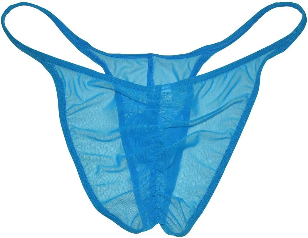 Men Slinky Brazilain Bikini Briefs Underwear Ruched Back Sheer Cheeky Briefs