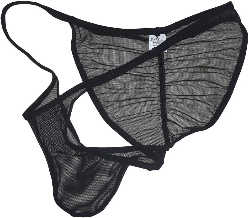 Men Slinky Brazilain Bikini Briefs Underwear Ruched Back Sheer Cheeky Briefs