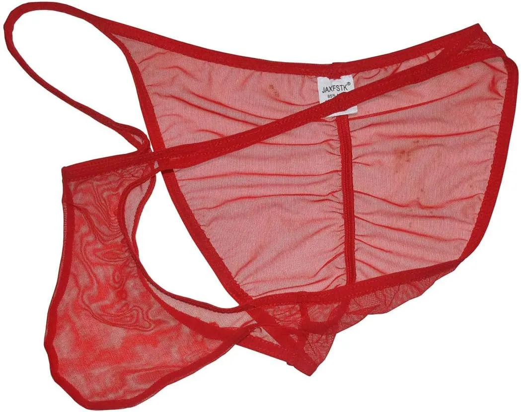 Men Slinky Brazilain Bikini Briefs Underwear Ruched Back Sheer Cheeky Briefs