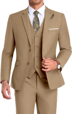 Men Suit 3 Pieces Slim Fit, Groomsmen Business Jacket Vest Pant with Tie 2 Buttons Prom Tuxedo Xs/3630