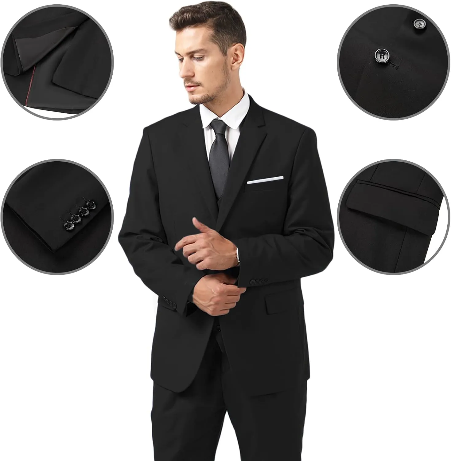 Mens 2 Piece Suit Slim Fit Business Wedding Party Tuxedo Dress Suits for Men Jacket and Pants Set