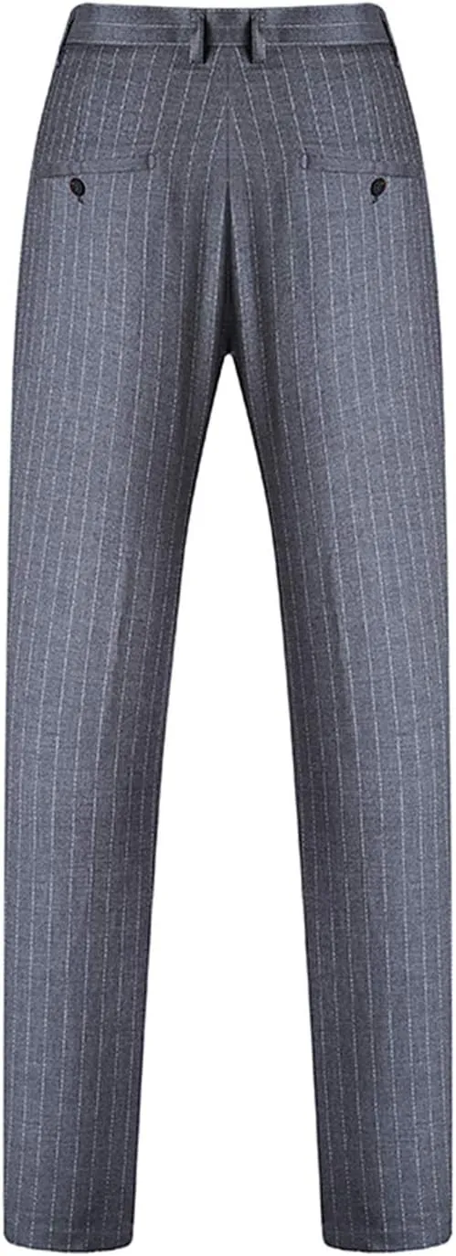 Mens 3 Piece Pinstripe Suit Slim Fit Casual Dress Suits Blazer   Vest   Pants