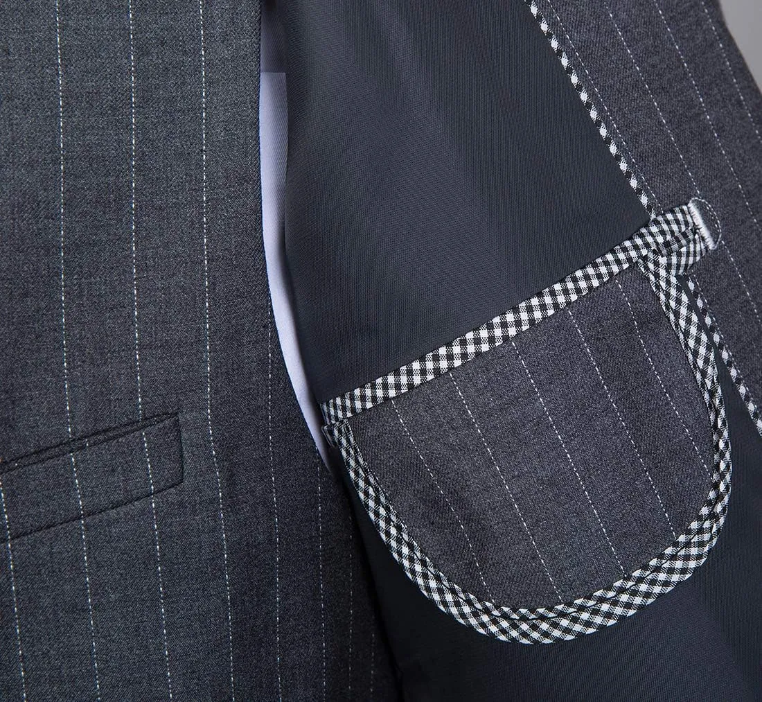 Mens 3 Piece Pinstripe Suit Slim Fit Casual Dress Suits Blazer   Vest   Pants