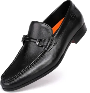 Mens Buckle Dress Shoes Loafers Classic Leather Business Dress Loafer Formal Slip On Penny Loafer Shoes