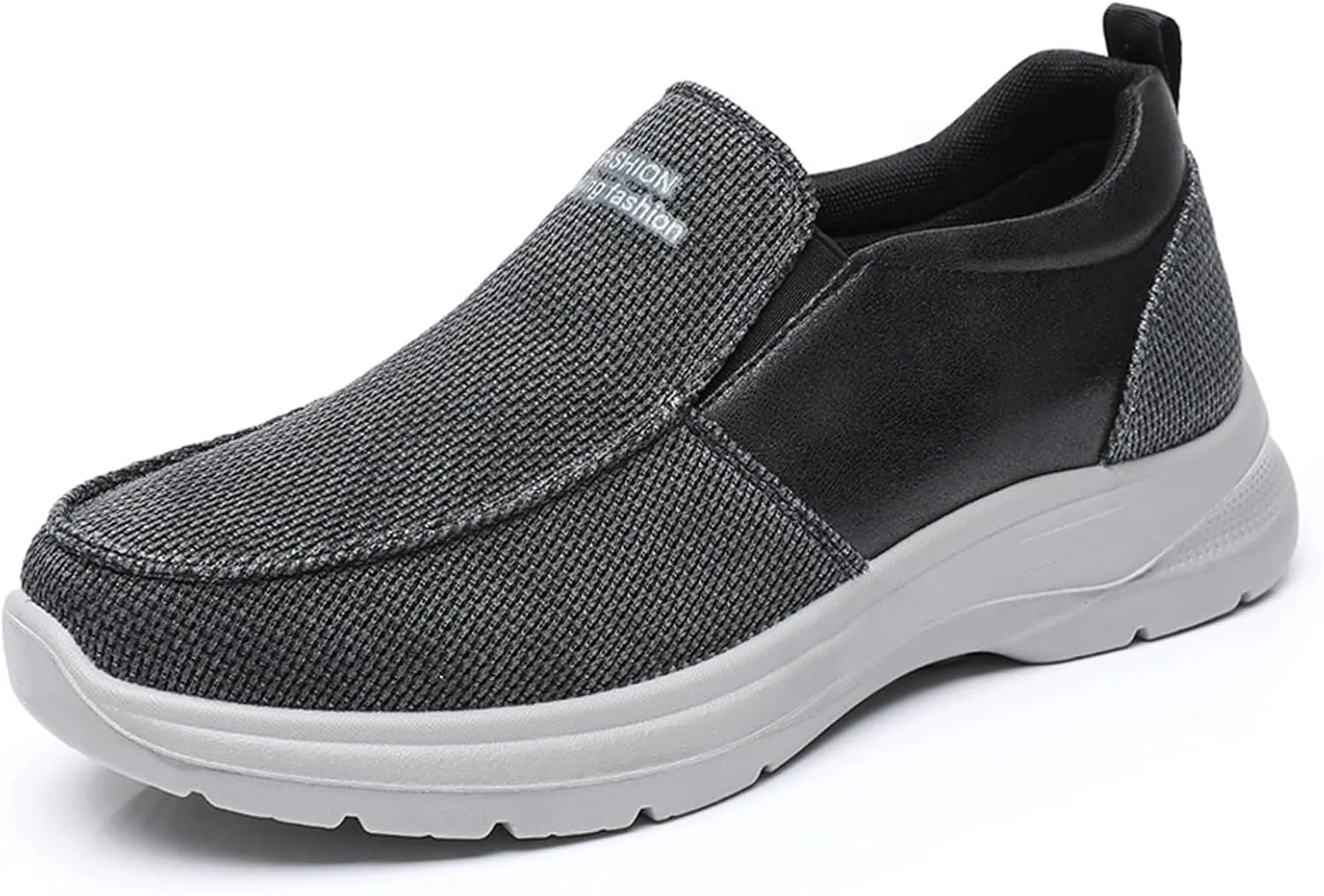 Mens Canvas Arch Support Walking Loafers Casual Lightweight Breathable Soft Sole Slip-on Orthopedic Hiking Sneakers Comfort Non-Slip Outdoor Casual Shoes