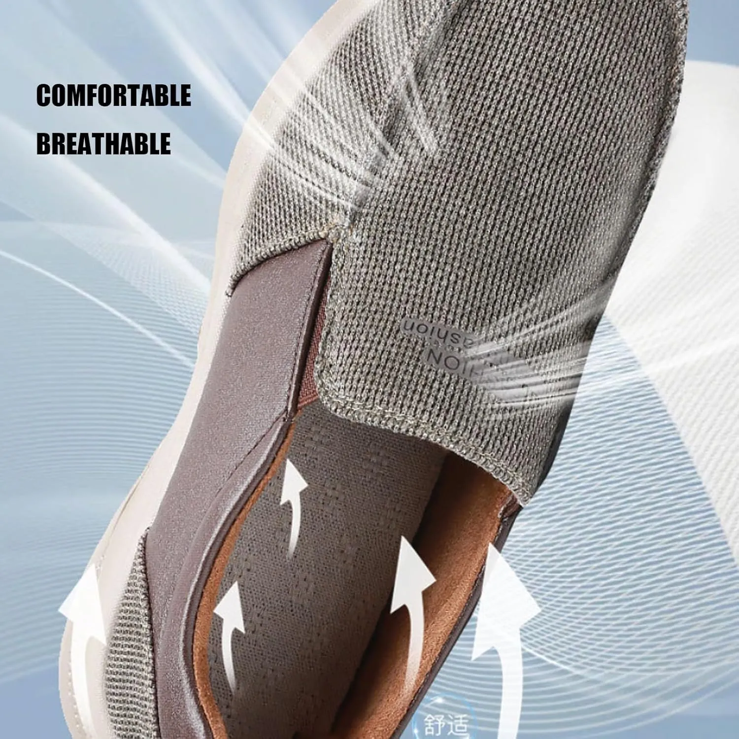 Mens Canvas Arch Support Walking Loafers Casual Lightweight Breathable Soft Sole Slip-on Orthopedic Hiking Sneakers Comfort Non-Slip Outdoor Casual Shoes