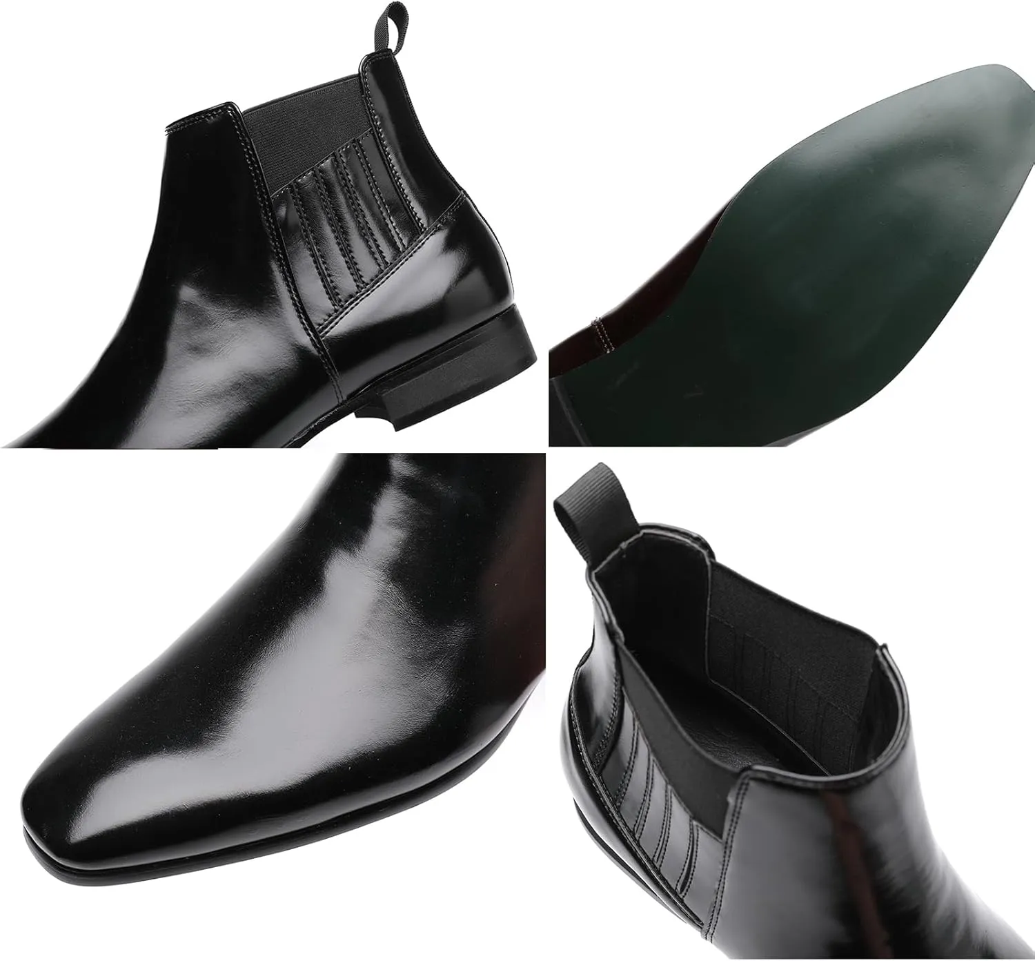 Men's Chelsea Boots Leather Classic Elastic Slip On Chukka Ankle Boots for Men