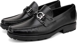 Men's Classic Leather Dress Loafers, Fashion Formal Handmade Buckle Bussiness Dress Shoes Party Slip-on Penny Loafer for Mens