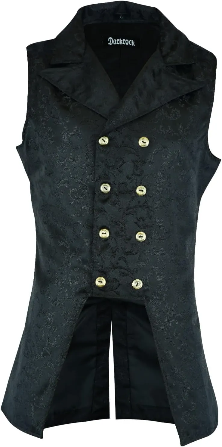 Men's Double Breasted Governor Vest Waistcoat VTG Brocade Gothic Steampunk Victorian Suit Vest