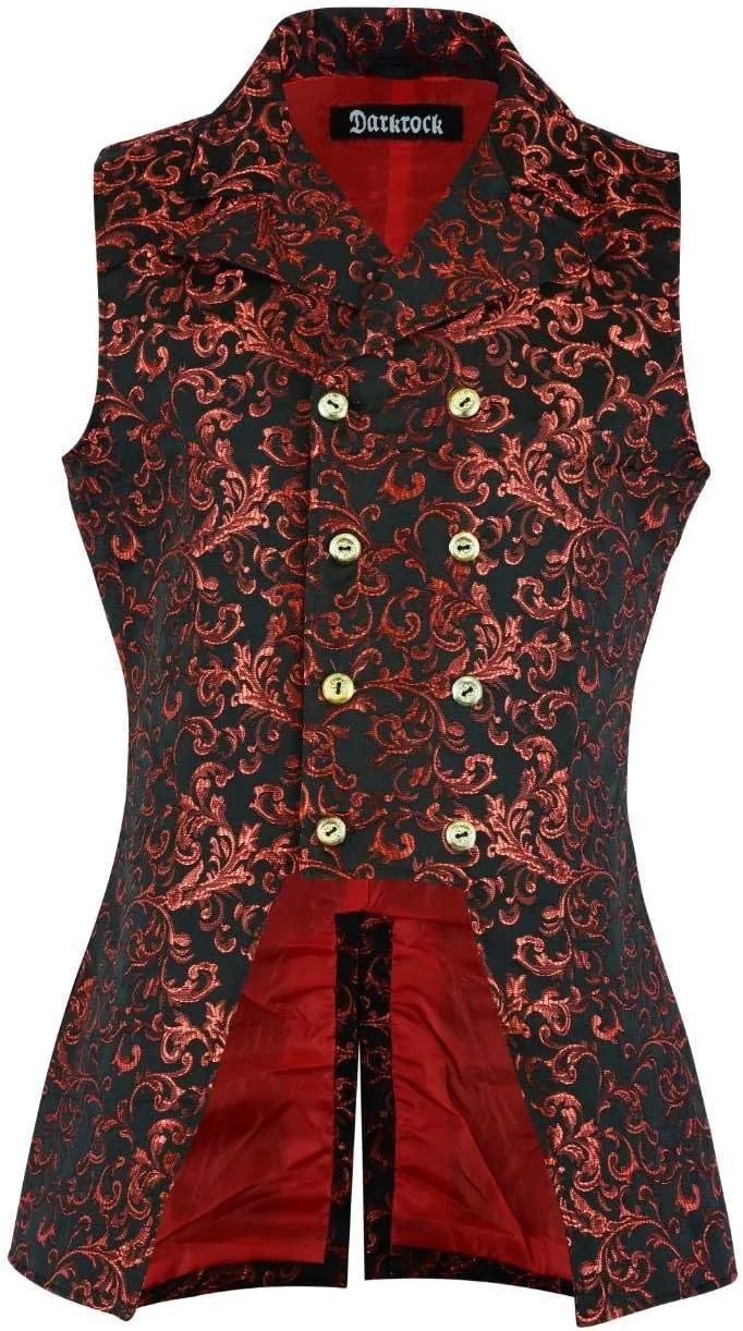 Men's Double Breasted Governor Vest Waistcoat VTG Brocade Gothic Steampunk Victorian Suit Vest