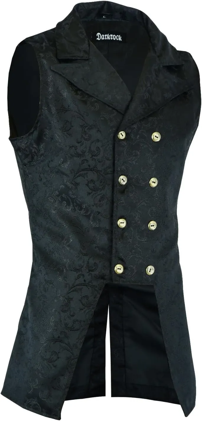 Men's Double Breasted Governor Vest Waistcoat VTG Brocade Gothic Steampunk Victorian Suit Vest