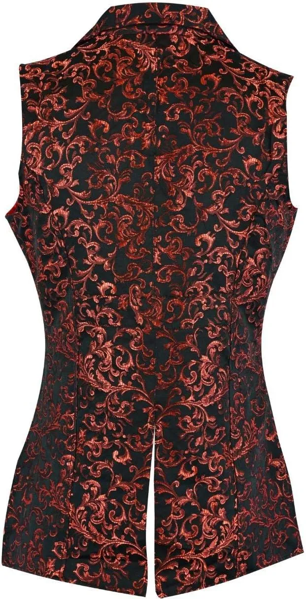 Men's Double Breasted Governor Vest Waistcoat VTG Brocade Gothic Steampunk Victorian Suit Vest