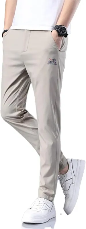 Mens Elastic Waist Pants Breathable Summer Adaptive Pants for Elderly with Zipper and Button (as1, Numeric, Numeric_32, Regular, Regular, Khaki)