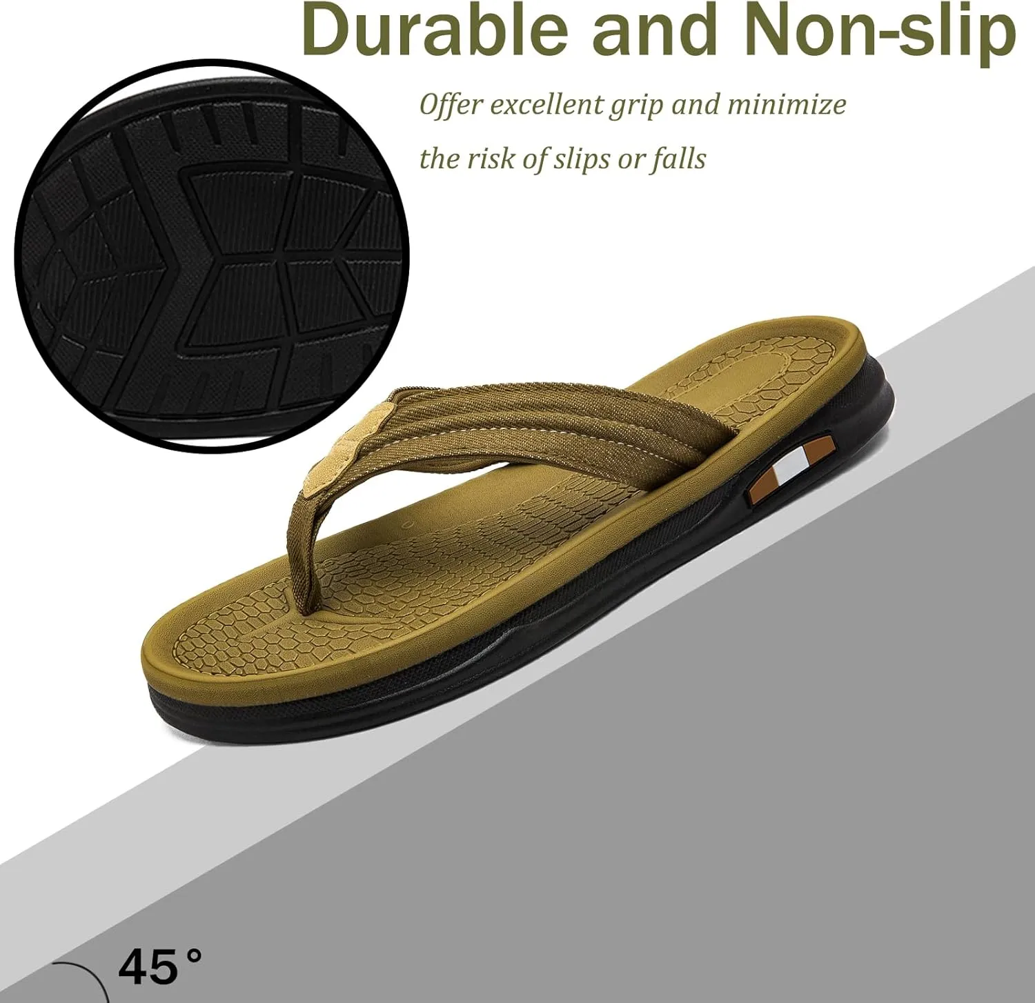 Mens Flip Flops Thong Sandals Lightweight Comfortable Summer Beach Slides Soft Cushion Footbed Open Toe Slippers for Pool Showers Dorms Water Friendly Indoor and Outdoor