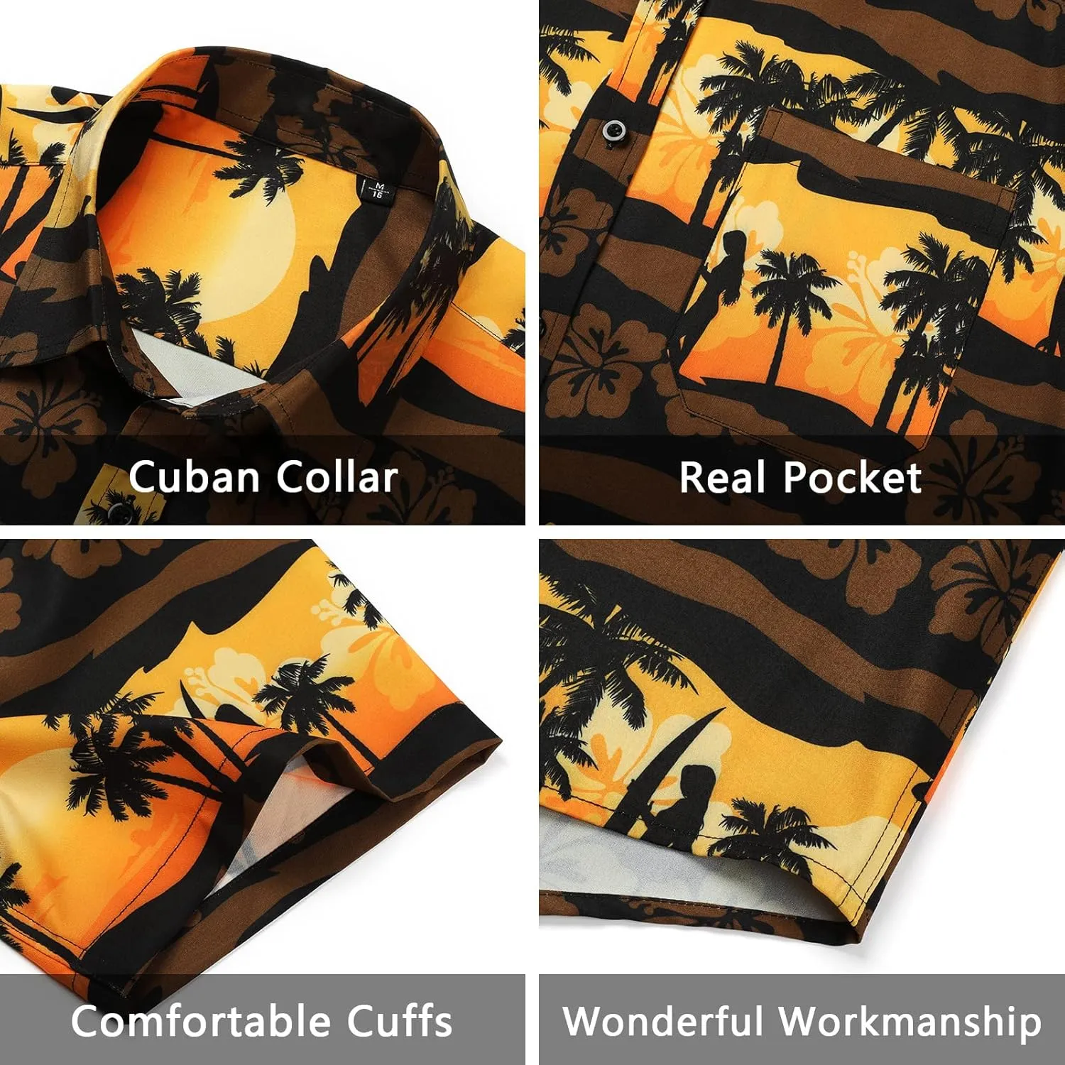 Men's Hawaiian Shirts Short Sleeve Casual Floral Button Down Tropical Shirt Summer Holiday Beach Aloha Hawaii Shirt