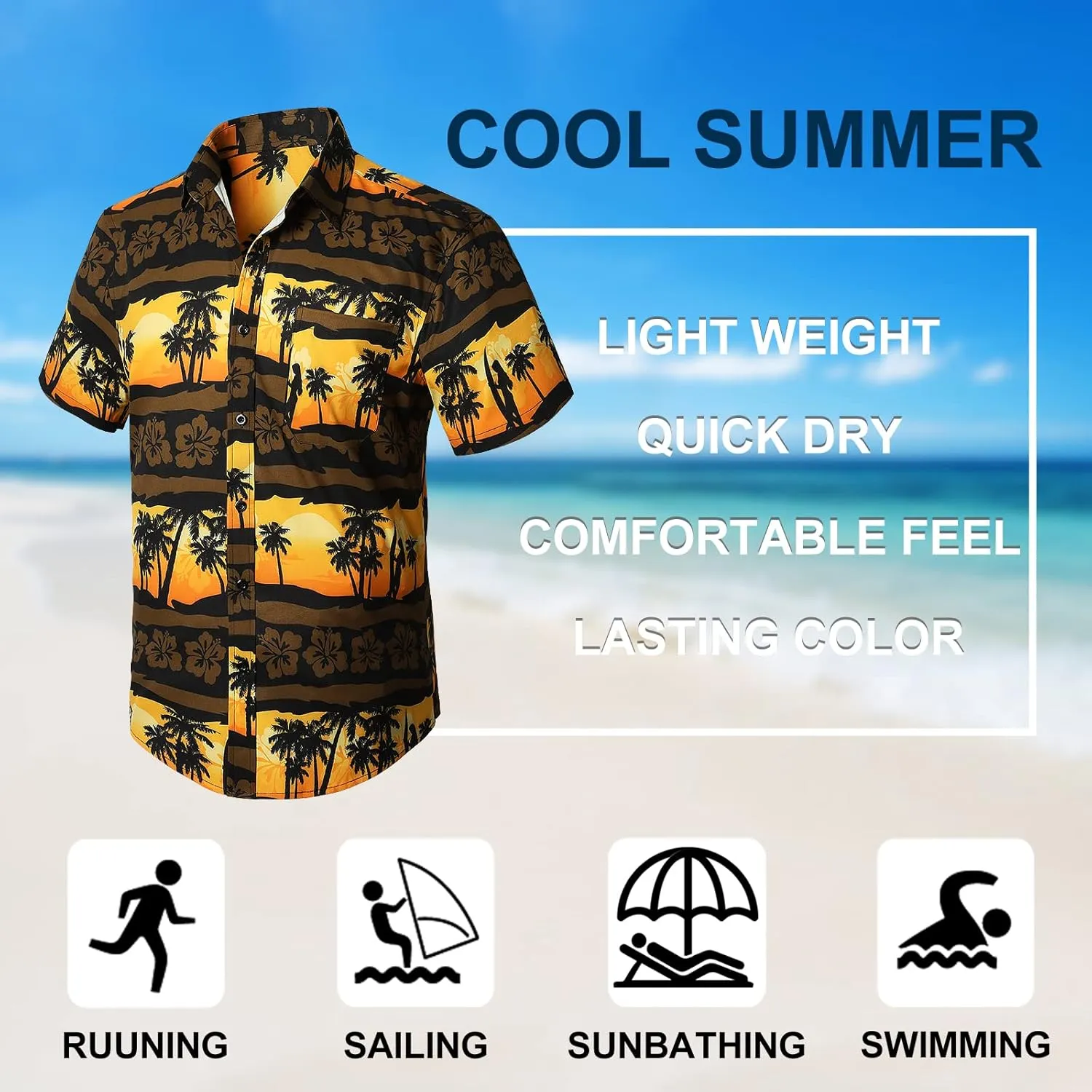 Men's Hawaiian Shirts Short Sleeve Casual Floral Button Down Tropical Shirt Summer Holiday Beach Aloha Hawaii Shirt