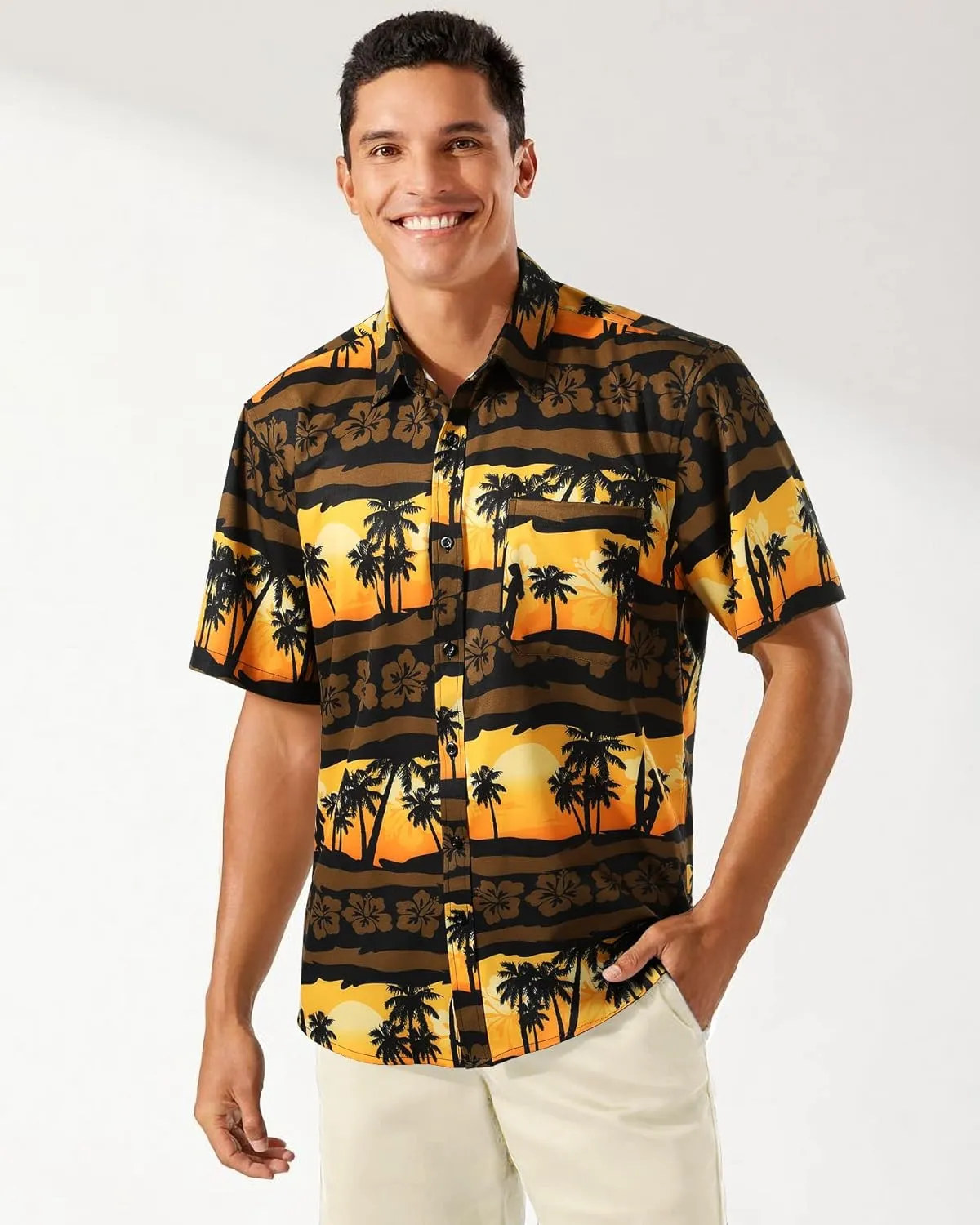 Men's Hawaiian Shirts Short Sleeve Casual Floral Button Down Tropical Shirt Summer Holiday Beach Aloha Hawaii Shirt
