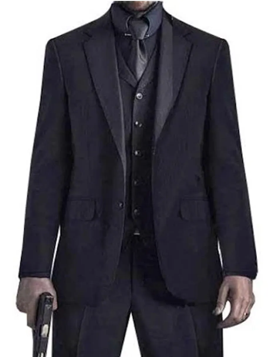 Mens John Wick Vested Black Suit Package   Shirt & Tie