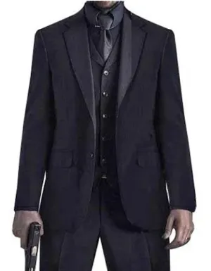 Mens John Wick Vested Black Suit Package   Shirt & Tie