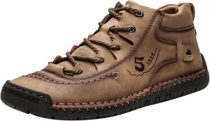 Mens Leather Tuxedo Shoes Fashion Summer and Autumn Men Leather Shoes Flat Soft Bottom Comfortable Mid Top Lace Up Casual Real Leather Shoes