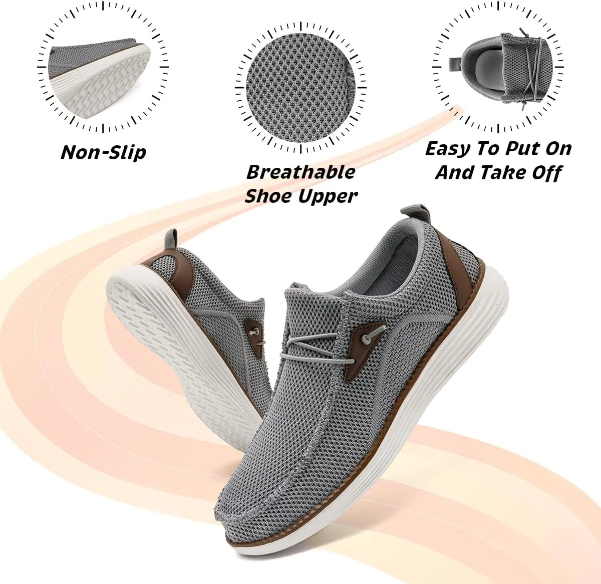 Men's Loafers Slip On Walking Shoes Mens Boat Casual Work Sneakers for Men Loafer Running Tennis Lightweight Comfortable Shoes