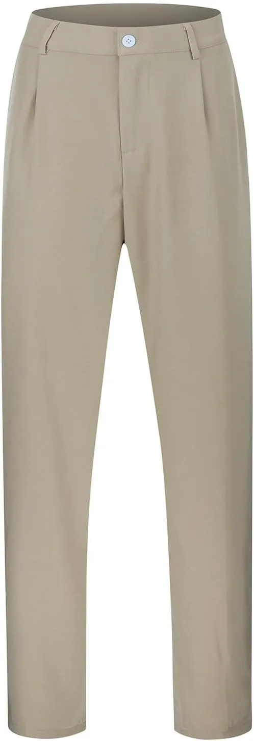 Mens Loose Fit Suit Dress Pants Casual Business Straight Leg Formal Pants Wrinkle Free Flat Front Work Trousers