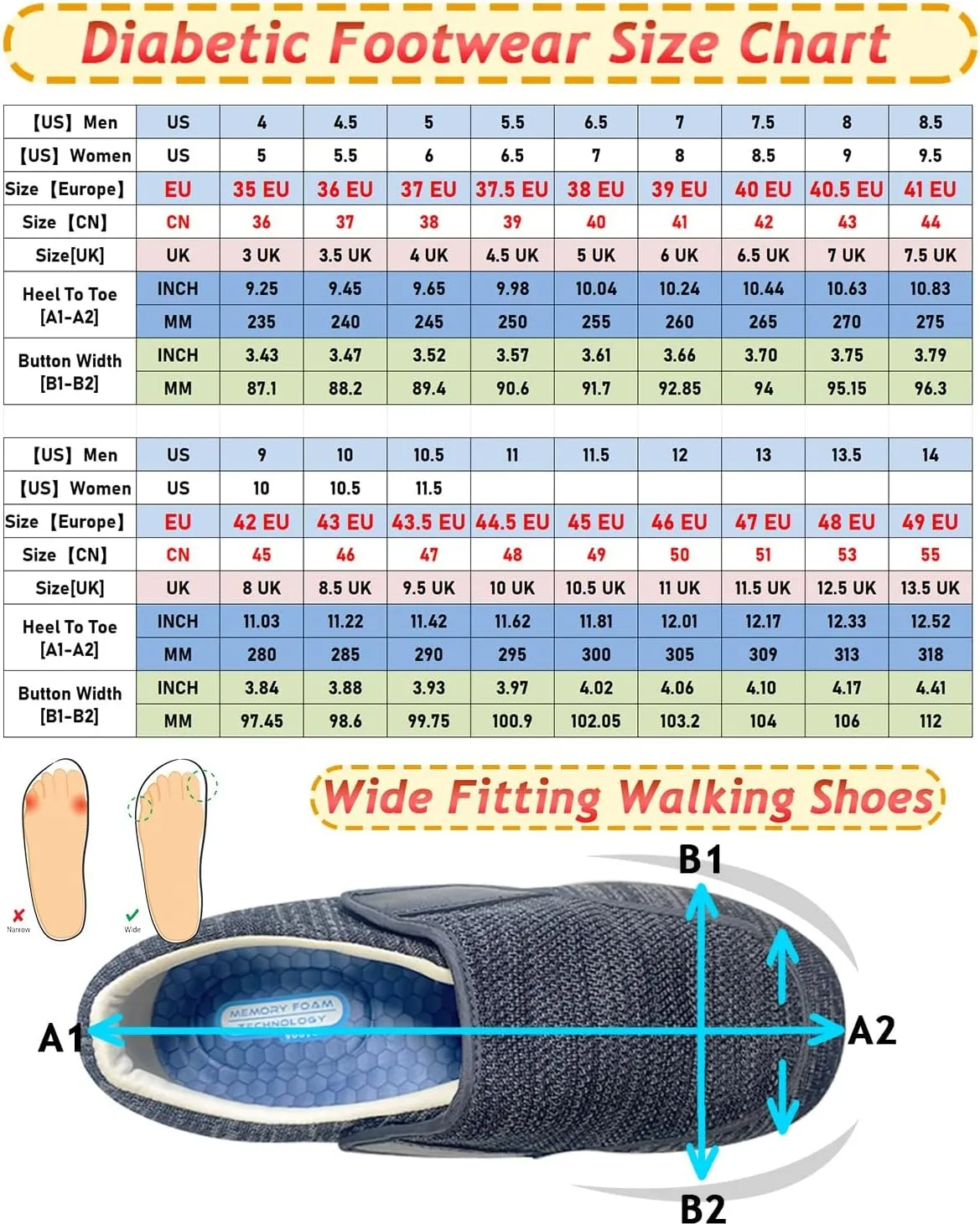 Men's Mesh Slip-on Trainers Casual Shoes Men's Wide Width Shoes with Easy Put On Adjustable Lightweight for Diabetic Edema Plantar Fasciitis Bunions Arthritis Swollen Feet