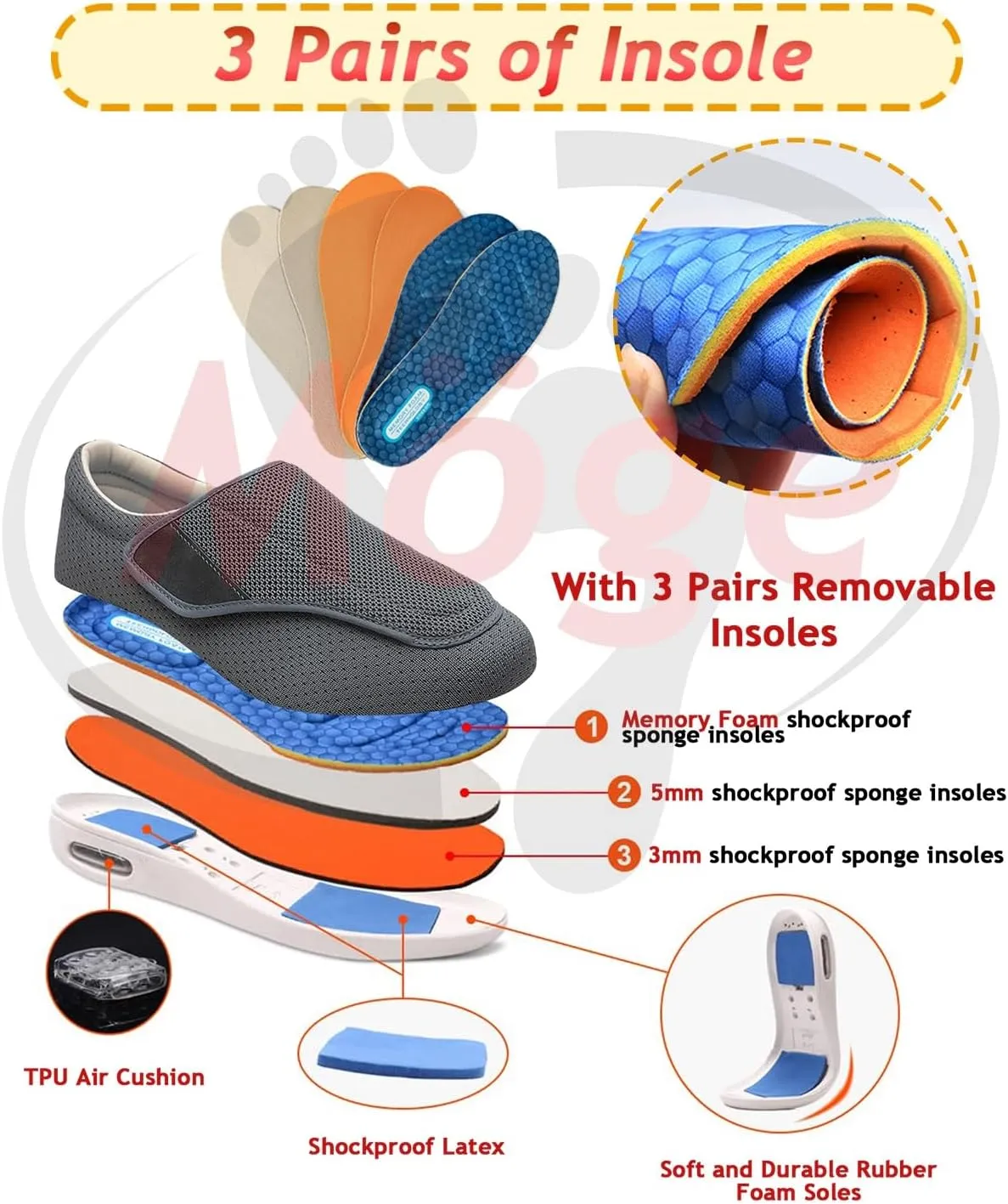 Men's Mesh Slip-on Trainers Casual Shoes Men's Wide Width Shoes with Easy Put On Adjustable Lightweight for Diabetic Edema Plantar Fasciitis Bunions Arthritis Swollen Feet