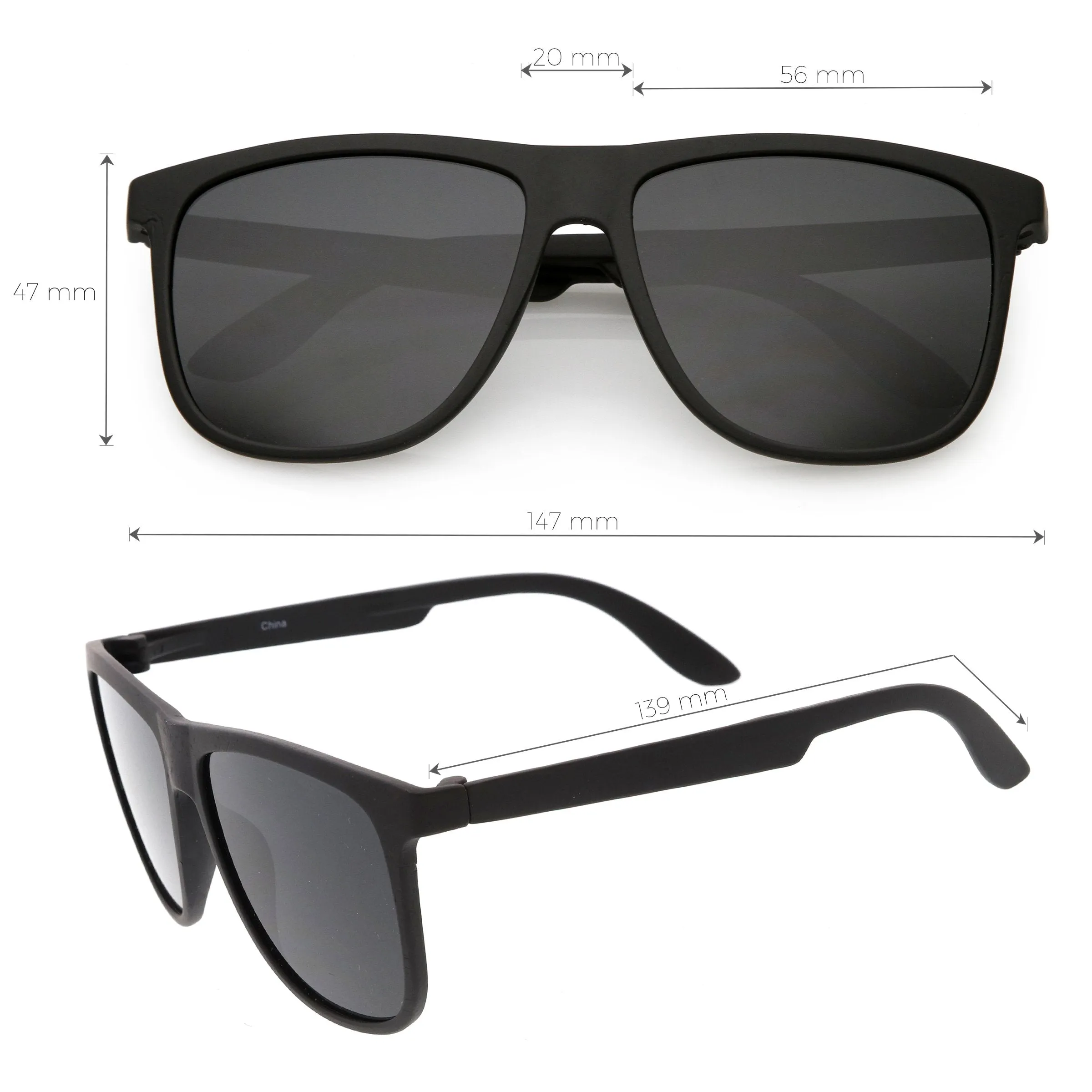 Men's Modern Flat Lens Horned Rim Aviator Sunglasses C690