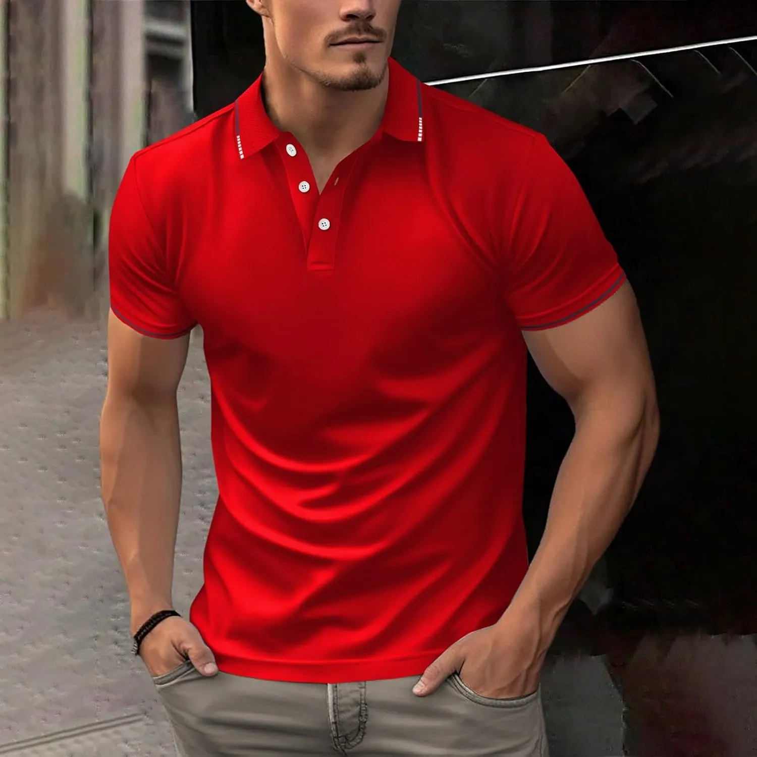 Men's Moisture Wicking Quick Dry Polos Short Sleeve Henley Shirt Lapel Collar Golf Shirts Business Office Work Tops