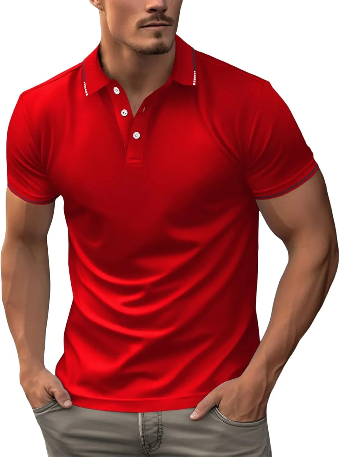 Men's Moisture Wicking Quick Dry Polos Short Sleeve Henley Shirt Lapel Collar Golf Shirts Business Office Work Tops