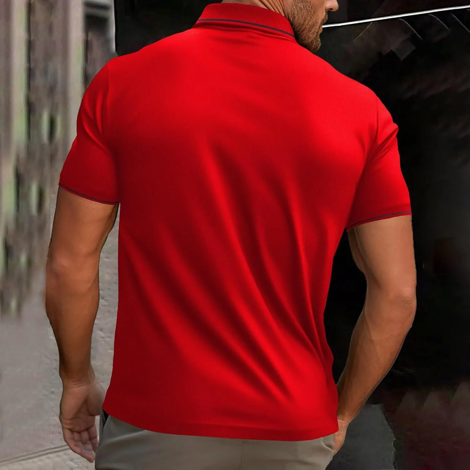 Men's Moisture Wicking Quick Dry Polos Short Sleeve Henley Shirt Lapel Collar Golf Shirts Business Office Work Tops