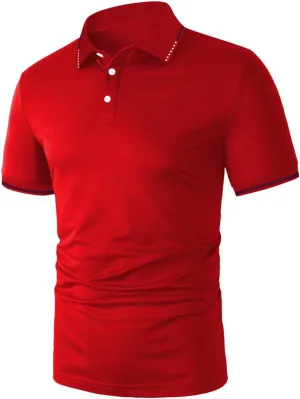 Men's Moisture Wicking Quick Dry Polos Short Sleeve Henley Shirt Lapel Collar Golf Shirts Business Office Work Tops