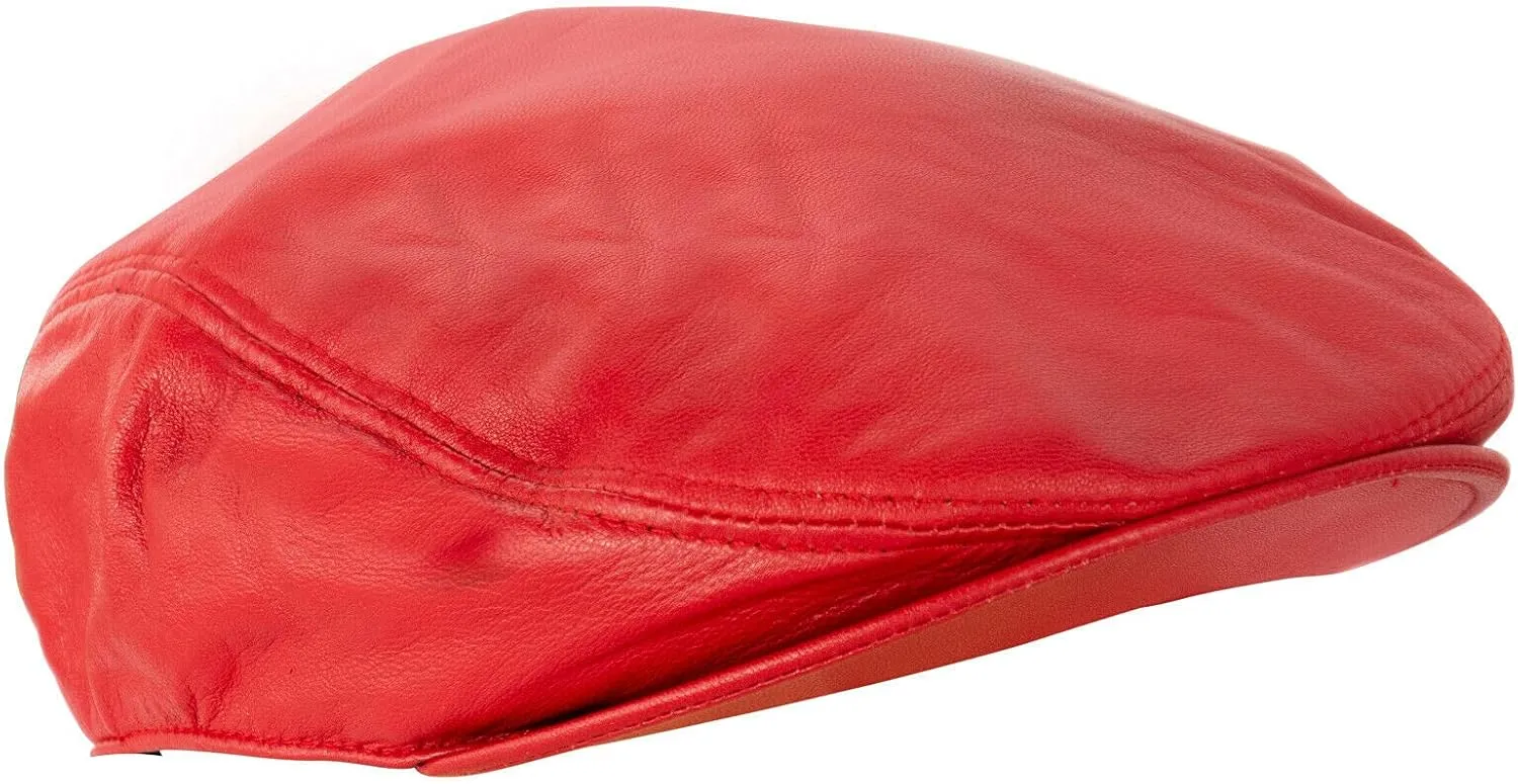 Men's Real Soft Leather Ivy Beret Newsboy Gatsby Golf Cabbie Flat Cap Hats
