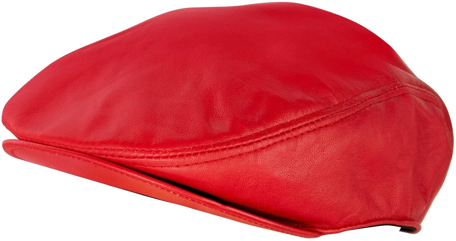 Men's Real Soft Leather Ivy Beret Newsboy Gatsby Golf Cabbie Flat Cap Hats