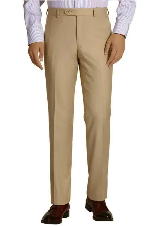 Men's Slim Fit Wool Feel Dress Pants in Beige