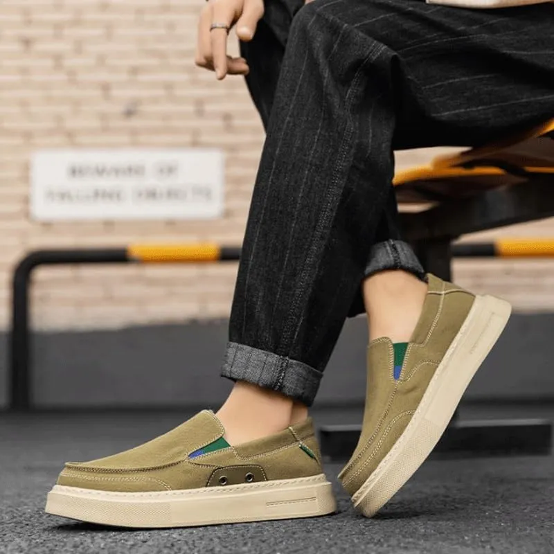 Men's Slip-On Canvas Casual Sneakers - Trendy Lace-Free Style, Lightweight & Easy to Wear for All-Day Activities