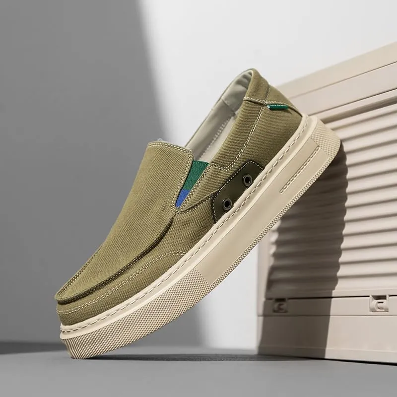 Men's Slip-On Canvas Casual Sneakers - Trendy Lace-Free Style, Lightweight & Easy to Wear for All-Day Activities